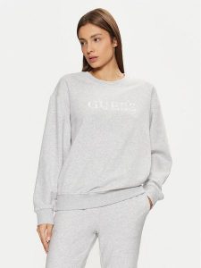 Guess Bluza O5RQ03 KCO31 Szary Regular Fit. Szare bluzy Guess, s, z aplikacjami, z bawełny, bez kaptura. Za 159,99 zł.