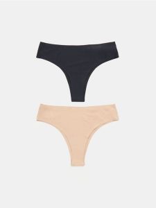 Majtki stringi 2 pack - kremowy. Białe stringi Sinsay, bez wzorów. Za 12,99 zł.