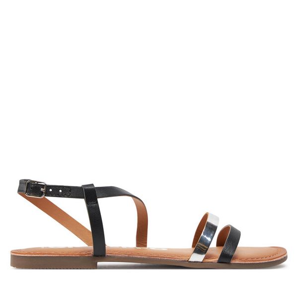 Sandały Gioseppo. Czarne sandały Gioseppo, bez wzorów, bez obcasa, na płaskiej podeszwie, bez zapięcia. Za 189,99 zł.