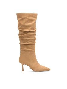 Nine West Kozaki HUSNIYA ZL22046-2CC Beżowy. Brązowe kozaki Nine West, bez wzorów, ze skóry, bez obcasa, na szpilce, bez zapięcia. Za 329,99 zł.