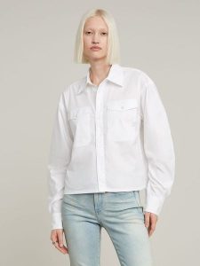 G-Star Bluzka w kolorze białym rozmiar: S. Białe bluzki G-Star, s, bez wzorów, z bawełny, retro, bez kołnierzyka, bez ramiączek. Za 259,13 zł.