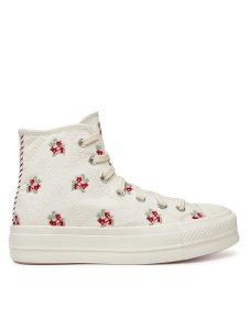 Converse Trampki Chuck Taylor All Star Lift Platform Rose Cross Stitch A13659C Biały. Białe trampki Converse, bez wzorów, z materiału, bez zapięcia. Za 289,99 zł.