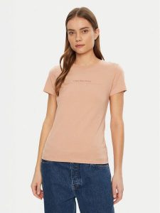 Calvin Klein Jeans T-Shirt Institutional Graphic J20J224990 Beżowy Slim Fit. Brązowe t-shirty Calvin Klein Jeans, m, bez wzorów, z bawełny, bez kołnierzyka, bez ramiączek. Za 89,99 zł.
