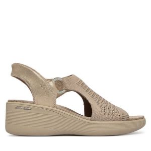 Sandały Skechers. Brązowe sandały Skechers, bez wzorów, bez obcasa, na koturnie, bez zapięcia. Za 359,99 zł.