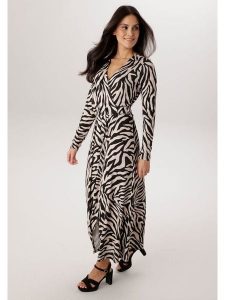 Aniston Sukienka w kolorze czarno-kremowym rozmiar: 48. Brązowe sukienki Aniston, bez wzorów, bez kołnierzyka, bez ramiączek, maxi. Za 173,99 zł.