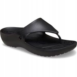 Japonki Dla Dorosłych Crocs Kadee Wedge Flip. Czarne klapki Crocs, bez wzorów, z materiału, bez obcasa. Za 99,99 zł.