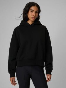 4F Bluza dresowa regular z kapturem damska - czarna XL. Czarne bluzy 4f, xl, bez wzorów, z dresówki, z kapturem. Za 159,99 zł.