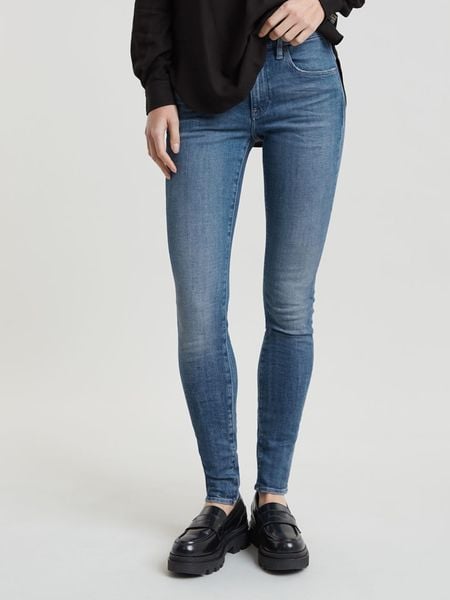 G-Star Dżinsy - Skinny fit - w kolorze niebieskim rozmiar: W28/L28. Niebieskie jeansy G-Star, z aplikacjami, ze skóry. Za 248,58 zł.