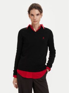 Beverly Hills Polo Club Sweter P-SS26W-M536563 Czarny Regular Fit. Czarne swetry klasyczne Beverly Hills Polo Club, m, z bawełny, bez kołnierzyka. Za 269,99 zł.