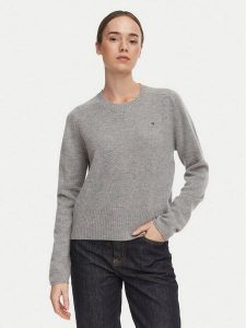 Tommy Hilfiger Sweter WW0WW51432 Szary ciemny Regular Fit. Szare swetry klasyczne TOMMY HILFIGER, l, z wełny, bez kołnierzyka. Za 584,99 zł.