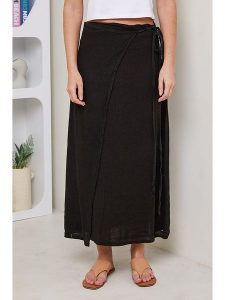 Rodier Lin Lniana spódnica w kolorze czarnym rozmiar: M/L. Czarne spódnice Rodier Lin, l, bez wzorów, ze lnu, maxi. Za 140,53 zł.