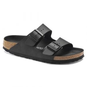 Klapki unisex Birkenstock Arizona Birkoflor. Czarne klapki Birkenstock, bez wzorów, z materiału, bez obcasa. Za 389,00 zł.