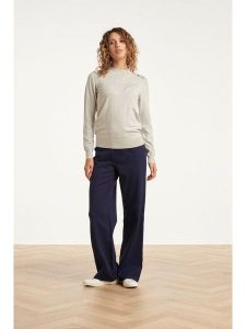 Smashed Lemon Spodnie w kolorze granatowym rozmiar: L. Niebieskie spodnie z wysokim stanem Smashed Lemon, bez wzorów, z materiału, z podwyższonym stanem. Za 126,99 zł.