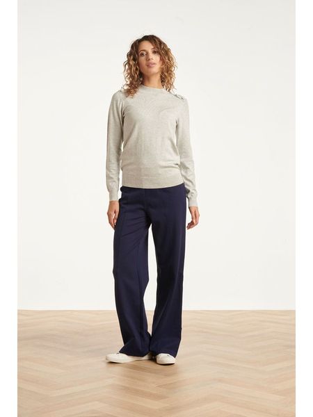 Smashed Lemon Spodnie w kolorze granatowym rozmiar: L. Niebieskie spodnie z wysokim stanem Smashed Lemon, bez wzorów, z materiału, z podwyższonym stanem. Za 139,54 zł.