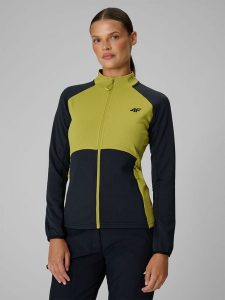 4F Bluza trekkingowa slim bez kaptura damska - zielona L. Zielone bluzy 4f, l, bez wzorów, bez kaptura. Za 199,99 zł.