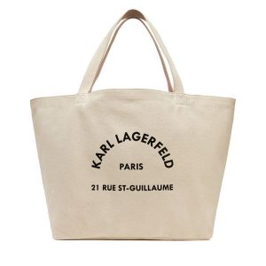 Torebka KARL LAGERFELD. Brązowe shopper bag KARL LAGERFELD, bez wzorów, bez dodatków. Za 219,99 zł.