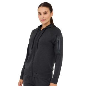 Bluza damska wełniana z kapturem Brubeck OUTDOOR MERINO. Szare bluzy Brubeck, l, bez wzorów, z elastanu, z kapturem. Za 399,00 zł.