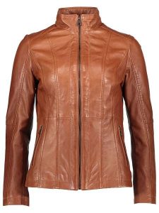 Bugatti Skórzana kurtka w kolorze jasnobrązowym rozmiar: 40. Brązowe kurtki Bugatti, bez wzorów, ze skóry, bez kaptura. Za 594,39 zł.