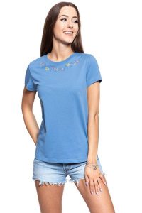 MUSTANG T SHIRT DAMSKI Alexia C Print Quiet Harbor 1009452 5407. Niebieskie t-shirty Mustang, s, bez wzorów, bez kołnierzyka, bez ramiączek. W wyprzedaży za 39,99 zł.