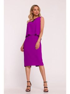 Stylove Sukienka w kolorze fioletowym rozmiar: S. Różowe sukienki Stylove, na co dzień, s, bez wzorów, z koronki, bez kołnierzyka, bez ramiączek, midi, proste. Za 249,99 zł.