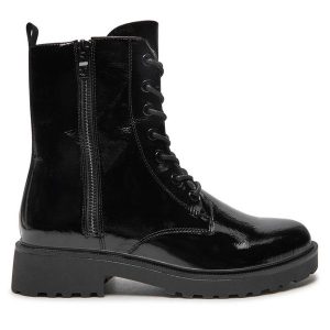 Trapery Caprice. Czarne buty zimowe Caprice, bez obcasa, bez zapięcia. Za 469,99 zł.