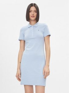 Tommy Hilfiger Sukienka codzienna 1985 WW0WW37853 Błękitny Slim Fit. Niebieskie kombinezony TOMMY HILFIGER, l, bez wzorów, z bawełny, bez kołnierzyka, bez ramiączek. Za 399,99 zł.