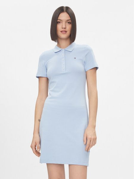 Tommy Hilfiger Sukienka codzienna 1985 WW0WW37853 Błękitny Slim Fit. Niebieskie kombinezony TOMMY HILFIGER, xs, bez wzorów, z bawełny, bez kołnierzyka, bez ramiączek. Za 359,99 zł.