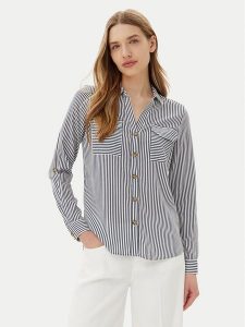 Vero Moda Koszula Bumpy 10275283 Granatowy Regular Fit. Niebieskie koszule Vero Moda, xl, bez wzorów, z wiskozy, bez kołnierzyka, bez ramiączek. Za 89,99 zł.