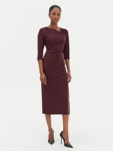 Rinascimento Sukienka koktajlowa CFC0126635003 Bordowy Slim Fit. Czerwone sukienki Rinascimento, xs, bez wzorów, z syntetyku, wizytowe, bez kołnierzyka, bez ramiączek. Za 549,99 zł.