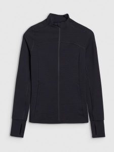 4F Bluza treningowa slim szybkoschnąca damska - czarna S. Czarne bluzy 4f, s, bez wzorów, bez kaptura. Za 199,99 zł.