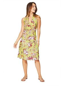 Aller Simplement Sukienka w kolorze zielono-czerwonym rozmiar: 34/36. Zielone sukienki Aller Simplement, bez wzorów, z bawełny, klasyczne, bez kołnierzyka, bez ramiączek, midi. Za 86,99 zł.