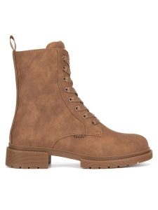 MEXX Botki MI001712343W Brązowy. Brązowe botki Mexx, bez wzorów, z materiału, bez obcasa, na płaskiej podeszwie, bez zapięcia. Za 299,99 zł.