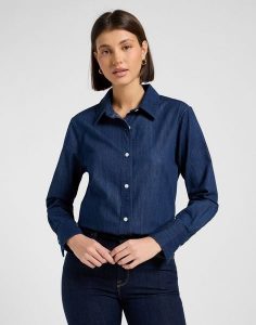 DAMSKA KOSZULA JEANSOWA LEE CLASSIC SHIRT NOT MY TYPE 112370960. Koszule Lee, s, bez wzorów, z jeansu, bez kołnierzyka, bez ramiączek. Za 199,99 zł.