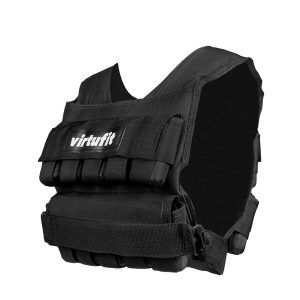 Regulowana Kamizelka obciążeniowa - Fitness Pro - 20 kg. Czarne kamizelki VIRTUFIT, bez wzorów, bez kołnierzyka, bez ramiączek, bez kaptura. W wyprzedaży za 336,00 zł.