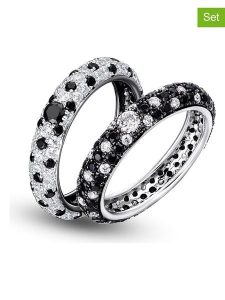 DI GIORGIO Srebrne pierścionki (2 szt.) z cyrkoniami rozmiar: 50. Czarne pierścionki DI GIORGIO, z cyrkonią, srebrne. Za 279,11 zł.