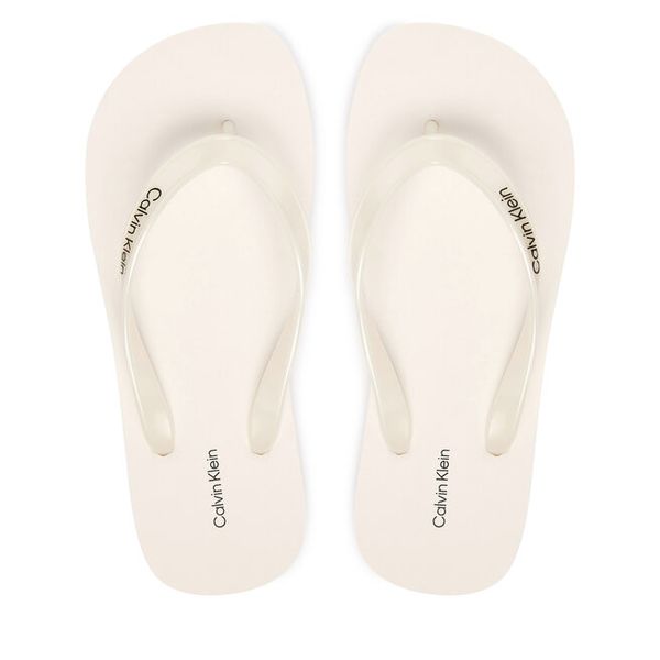 Japonki Calvin Klein. Białe klapki Calvin Klein, bez wzorów, bez obcasa. Za 149,99 zł.