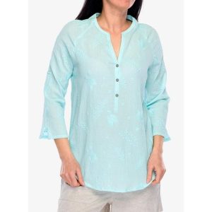 Koszula turystyczna damska Royal Robbins Oasis Tunic II 3/4 Sleeve. Zielone koszule ROYAL ROBBINS, bez wzorów, bez kołnierzyka, bez ramiączek. Za 303,99 zł.
