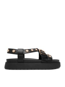 DeeZee Sandały CEO-HY69916-11 Czarny. Czarne sandały DeeZee, bez wzorów, ze skóry, bez obcasa, na płaskiej podeszwie, bez zapięcia. Za 149,99 zł.