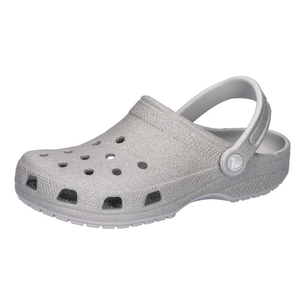 Buty do chodzenia damskie Crocs Classic Glitter Clog. Szare buty trekkingowe Crocs, z materiału, bez zapięcia. Za 219,00 zł.