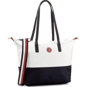 Torebka TOMMY HILFIGER - Poppy Tote Cb AW0AW05405 903. Białe shopper bag marki TOMMY HILFIGER. Za 399,00 zł.