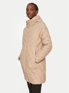 Tommy Hilfiger Płaszcz zimowy Chevron WW0WW42622 Beżowy Regular Fit. Brązowe płaszcze TOMMY HILFIGER, na zimę, m, bez wzorów, z syntetyku, bez kaptura. Za 819,99 zł.