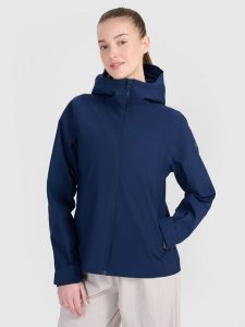 4F Kurtka przejściowa membrana 5000 damska - granatowa XXL. Niebieskie kurtki 4f, m, bez wzorów, z dzianiny, z kapturem. Za 299,99 zł.