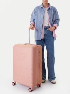 Reebok Walizka duża CEO-RBK-WAL-011-L Różowy. Czerwone walizki Reebok, bez wzorów, z tworzywa sztucznego, duże. Za 349,99 zł.