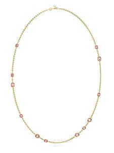 Swarovski Pozłacany naszyjnik z elementami ozdobnymi - dł. 100 cm rozmiar: onesize. Różowe naszyjniki Swarovski, z cyrkonią, metalowe. Za 543,99 zł.