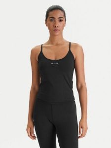 Guess Top V6RP14 KD952 Czarny Slim Fit. Czarne topy Guess, m, z aplikacjami, z syntetyku, bez kołnierzyka, bez ramiączek. Za 199,99 zł.