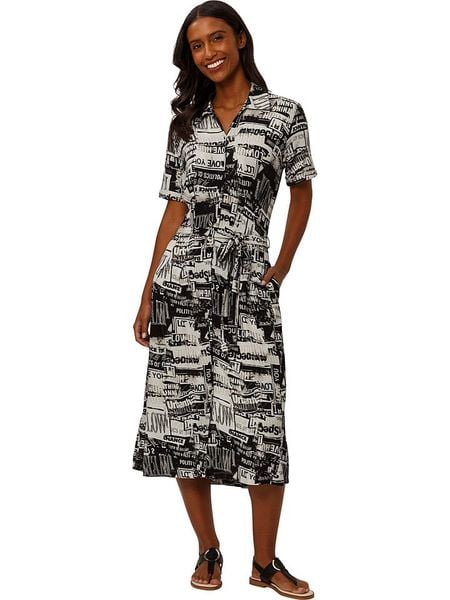 Heine Sukienka w kolorze czarno-białym rozmiar: 46. Białe sukienki Heine, bez wzorów, z tkaniny, bez kołnierzyka, bez ramiączek, midi. Za 96,83 zł.