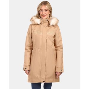 Cappotto da donna Kilpi PERU-W. Brązowe kurtki Kilpi, bez wzorów, bez kaptura. Za 422,05 zł.