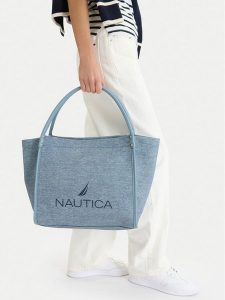 Nautica Torebka CEO-NTC-L-001-09 Niebieski. Niebieskie shopper bag Nautica, bez wzorów, z materiału, bez dodatków. Za 179,99 zł.