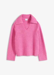 Gruby sweter. Czerwone swetry klasyczne bonprix, bez kołnierzyka. Za 127,99 zł.