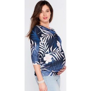 Bluzka ze wzorem do karmienia. Szare bluzki marki Cool Mama, z okrągłym kołnierzem. W wyprzedaży za 99,95 zł.